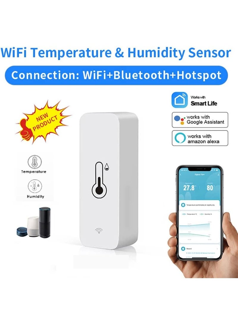 UanTii Smart Temperature Humidity Sensor Tuya Smart WIFI Indoor Hygrometer Works with Smart Life App and Amazon Alexa Google Home Voice Control - Image 3